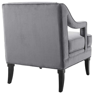 ModwayModway Concur Button Tufted Performance Velvet Armchair EEI-2996 EEI-2996-GRY- BetterPatio.com