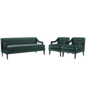 ModwayModway Concur Living Room Set Performance Velvet Set of 3 EEI-4025 EEI-4025-GRN-SET- BetterPatio.com