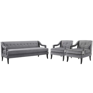 ModwayModway Concur Living Room Set Performance Velvet Set of 3 EEI-4025 EEI-4025-GRY-SET- BetterPatio.com