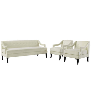 ModwayModway Concur Living Room Set Performance Velvet Set of 3 EEI-4025 EEI-4025-IVO-SET- BetterPatio.com