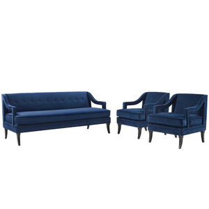 ModwayModway Concur Living Room Set Performance Velvet Set of 3 EEI-4025 EEI-4025-NAV-SET- BetterPatio.com