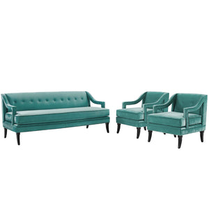 ModwayModway Concur Living Room Set Performance Velvet Set of 3 EEI-4025 EEI-4025-TEA-SET- BetterPatio.com