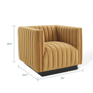 ModwayModway Conjure Channel Tufted Performance Velvet Accent Armchair EEI-3884 EEI-3884-COG- BetterPatio.com