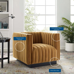 ModwayModway Conjure Channel Tufted Performance Velvet Accent Armchair EEI-3884 EEI-3884-COG- BetterPatio.com