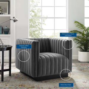 ModwayModway Conjure Channel Tufted Performance Velvet Accent Armchair EEI-3884 EEI-3884-GRY- BetterPatio.com