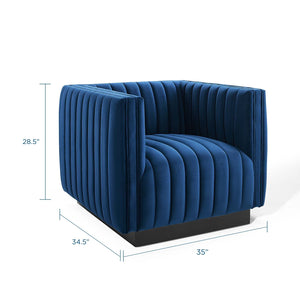 ModwayModway Conjure Channel Tufted Performance Velvet Accent Armchair EEI-3884 EEI-3884-NAV- BetterPatio.com