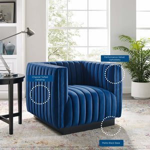 ModwayModway Conjure Channel Tufted Performance Velvet Accent Armchair EEI-3884 EEI-3884-NAV- BetterPatio.com