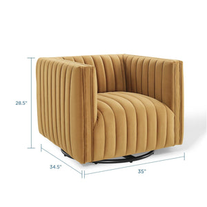 ModwayModway Conjure Channel Tufted Performance Velvet Swivel Armchair EEI-3883 EEI-3883-COG- BetterPatio.com