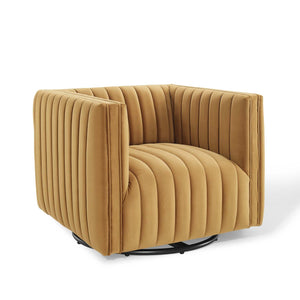 ModwayModway Conjure Channel Tufted Performance Velvet Swivel Armchair EEI-3883 EEI-3883-COG- BetterPatio.com