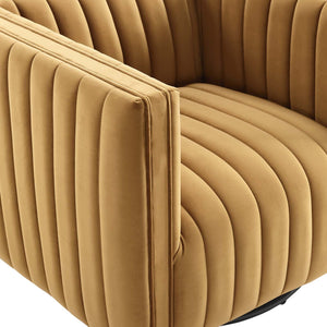 ModwayModway Conjure Channel Tufted Performance Velvet Swivel Armchair EEI-3883 EEI-3883-COG- BetterPatio.com