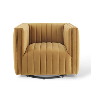 ModwayModway Conjure Channel Tufted Performance Velvet Swivel Armchair EEI-3883 EEI-3883-COG- BetterPatio.com