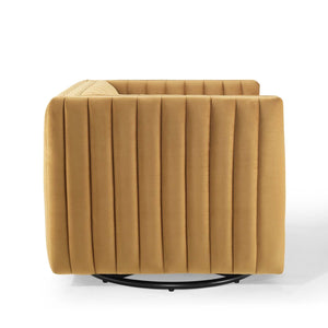 ModwayModway Conjure Channel Tufted Performance Velvet Swivel Armchair EEI-3883 EEI-3883-COG- BetterPatio.com