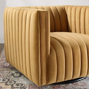 ModwayModway Conjure Channel Tufted Performance Velvet Swivel Armchair EEI-3883 EEI-3883-COG- BetterPatio.com