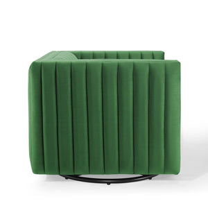 ModwayModway Conjure Channel Tufted Performance Velvet Swivel Armchair EEI-3883 EEI-3883-EME- BetterPatio.com