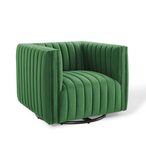 ModwayModway Conjure Channel Tufted Performance Velvet Swivel Armchair EEI-3883 EEI-3883-EME- BetterPatio.com