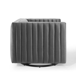 ModwayModway Conjure Channel Tufted Performance Velvet Swivel Armchair EEI-3883 EEI-3883-GRY- BetterPatio.com