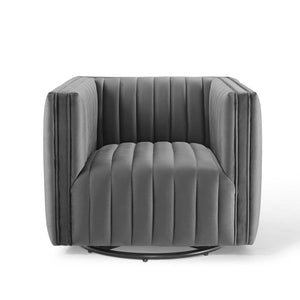 ModwayModway Conjure Channel Tufted Performance Velvet Swivel Armchair EEI-3883 EEI-3883-GRY- BetterPatio.com