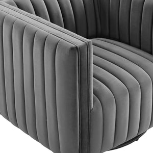 ModwayModway Conjure Channel Tufted Performance Velvet Swivel Armchair EEI-3883 EEI-3883-GRY- BetterPatio.com