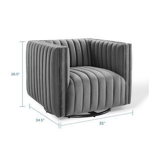 ModwayModway Conjure Channel Tufted Performance Velvet Swivel Armchair EEI-3883 EEI-3883-GRY- BetterPatio.com