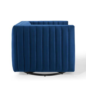 ModwayModway Conjure Channel Tufted Performance Velvet Swivel Armchair EEI-3883 EEI-3883-NAV- BetterPatio.com