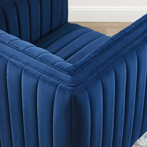 ModwayModway Conjure Channel Tufted Performance Velvet Swivel Armchair EEI-3883 EEI-3883-NAV- BetterPatio.com