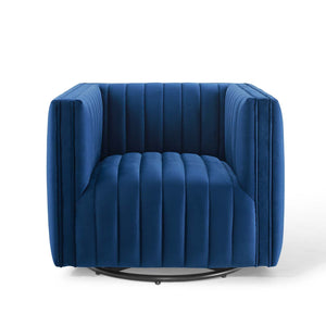 ModwayModway Conjure Channel Tufted Performance Velvet Swivel Armchair EEI-3883 EEI-3883-NAV- BetterPatio.com