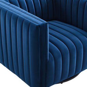 ModwayModway Conjure Channel Tufted Performance Velvet Swivel Armchair EEI-3883 EEI-3883-NAV- BetterPatio.com