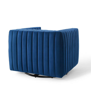 ModwayModway Conjure Channel Tufted Performance Velvet Swivel Armchair EEI-3883 EEI-3883-NAV- BetterPatio.com