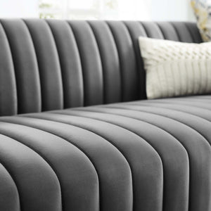 ModwayModway Conjure Channel Tufted Velvet Sofa EEI-3885 EEI-3885-GRY- BetterPatio.com