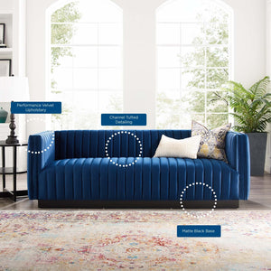 ModwayModway Conjure Channel Tufted Velvet Sofa EEI-3885 EEI-3885-NAV- BetterPatio.com