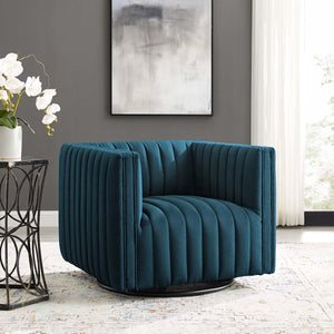 ModwayModway Conjure Tufted Swivel Upholstered Armchair EEI-3926 EEI-3926-AZU- BetterPatio.com