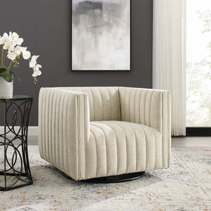 ModwayModway Conjure Tufted Swivel Upholstered Armchair EEI-3926 EEI-3926-BEI- BetterPatio.com