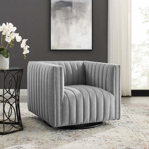 ModwayModway Conjure Tufted Swivel Upholstered Armchair EEI-3926 EEI-3926-LGR- BetterPatio.com