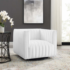 ModwayModway Conjure Tufted Swivel Upholstered Armchair EEI-3926 EEI-3926-WHI- BetterPatio.com