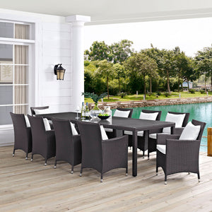 ModwayModway Convene 11 Piece Outdoor Patio Dining Set EEI-2219 EEI-2219-EXP-WHI-SET- BetterPatio.com