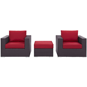 ModwayModway Convene 3 Piece Outdoor Patio Sofa Set EEI-2174 EEI-2174-EXP-RED-SET- BetterPatio.com