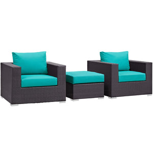 ModwayModway Convene 3 Piece Outdoor Patio Sofa Set EEI-2174 EEI-2174-EXP-TRQ-SET- BetterPatio.com