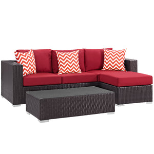 ModwayModway Convene 3 Piece Outdoor Patio Sofa Set EEI-2364 EEI-2364-EXP-RED-SET- BetterPatio.com