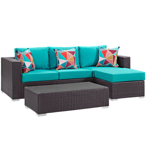 ModwayModway Convene 3 Piece Outdoor Patio Sofa Set EEI-2364 EEI-2364-EXP-TRQ-SET- BetterPatio.com