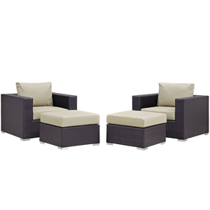 ModwayModway Convene 4 Piece Outdoor Patio Sectional Set EEI-2202 EEI-2202-EXP-BEI-SET- BetterPatio.com