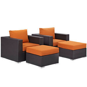 ModwayModway Convene 4 Piece Outdoor Patio Sectional Set EEI-2202 EEI-2202-EXP-ORA-SET- BetterPatio.com