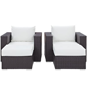 ModwayModway Convene 4 Piece Outdoor Patio Sectional Set EEI-2202 EEI-2202-EXP-WHI-SET- BetterPatio.com