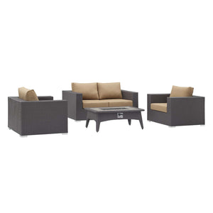 ModwayModway Convene 4 Piece Set Outdoor Patio with Fire Pit EEI-3725 EEI-3725-EXP-MOC-SET- BetterPatio.com