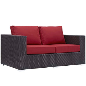 ModwayModway Convene 4 Piece Set Outdoor Patio with Fire Pit EEI-3725 EEI-3725-EXP-RED-SET- BetterPatio.com