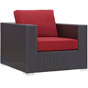 ModwayModway Convene 4 Piece Set Outdoor Patio with Fire Pit EEI-3725 EEI-3725-EXP-RED-SET- BetterPatio.com