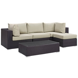 ModwayModway Convene 5 Piece Outdoor Patio Sectional Set EEI-2172 EEI-2172-EXP-BEI-SET- BetterPatio.com