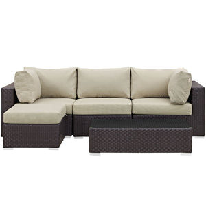 ModwayModway Convene 5 Piece Outdoor Patio Sectional Set EEI-2172 EEI-2172-EXP-BEI-SET- BetterPatio.com