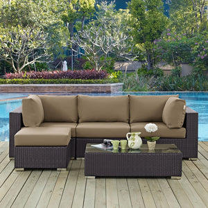 ModwayModway Convene 5 Piece Outdoor Patio Sectional Set EEI-2172 EEI-2172-EXP-MOC-SET- BetterPatio.com