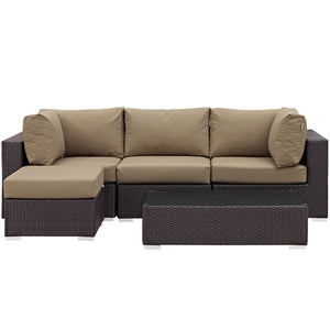 ModwayModway Convene 5 Piece Outdoor Patio Sectional Set EEI-2172 EEI-2172-EXP-MOC-SET- BetterPatio.com