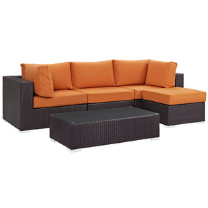 ModwayModway Convene 5 Piece Outdoor Patio Sectional Set EEI-2172 EEI-2172-EXP-ORA-SET- BetterPatio.com